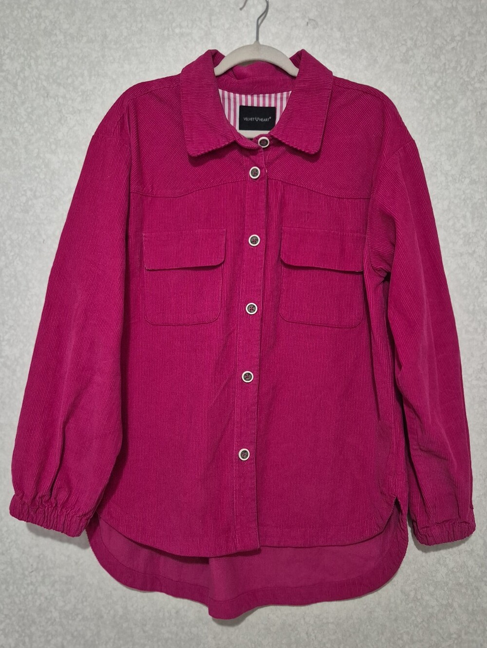 Velvet Heart Fuchsia Corduroy Utility Jacket-Shacket-Size:L